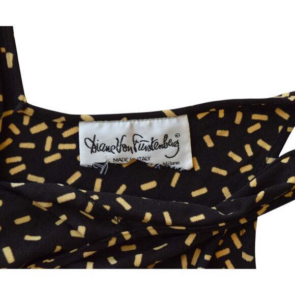 Vintage Diane Von Furstenberg Black Geometric Chic Tank Top Medium - Picture 3 of 5